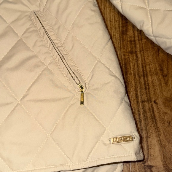 LL Bean Women's large 14 16 Jacket Quilted Puffer Beige zipper pockets packable - Picture 5 of 11